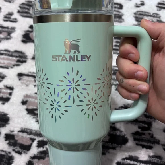 Stanley 40oz. Sky Blue Tumbler with Holographic Fireworks! - Picture 2 of 10